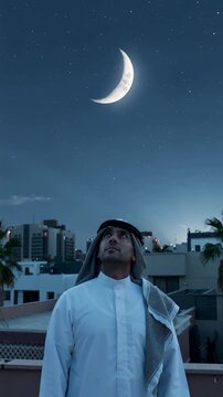 Muslim men observing the Ramadan crescent - Hilal In a Muslim country (men looking at the moon in the sky)  Ramadan pattern, Ramadan background, Ramadan vibes, 