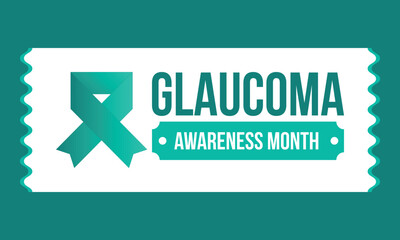 Glaucoma Awareness Month. Celebrate annual in January. Vision problems. Save your eyes. Prevention and protection. Green ribbon. Medical healthcare concept. Poster, banner and background. Vector