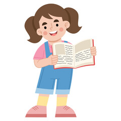 Illustration of Girl Reading book