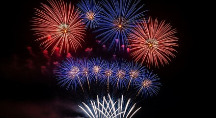 Vibrant night sky illuminated by colorful fireworks illustration