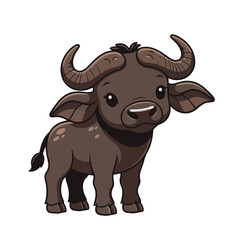 Fototapeta premium cute baby African Buffalo, flat design, vector illustration, isolated on white transparent background for kids kindergartens themes