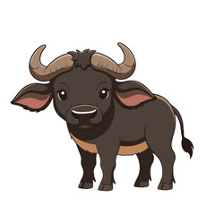 Fototapeta premium cute baby African Buffalo, flat design, vector illustration, isolated on white transparent background for kids kindergartens themes