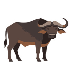 Fototapeta premium cute baby African Buffalo, flat design, vector illustration, isolated on white transparent background for kids kindergartens themes