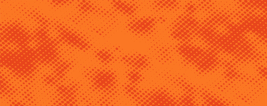 Dots halftone orange color pattern gradient texture with technology digital background. Dots pop art comics with summer background.