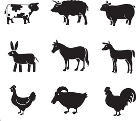 farm animals collection vector