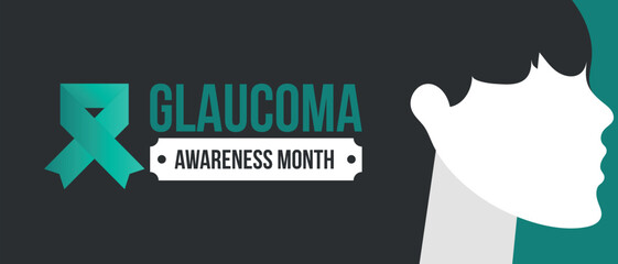 Glaucoma Awareness Month. Celebrate annual in January. Vision problems. Save your eyes. Prevention and protection. Green ribbon. Medical healthcare concept. Poster, banner and background. Vector