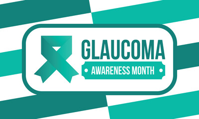 Glaucoma Awareness Month. Celebrate annual in January. Vision problems. Save your eyes. Prevention and protection. Green ribbon. Medical healthcare concept. Poster, banner and background. Vector