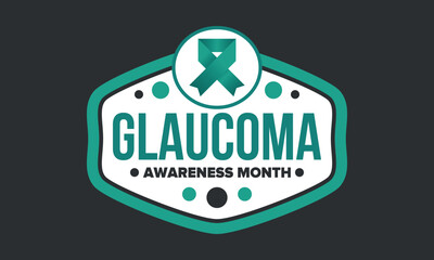 Glaucoma Awareness Month. Celebrate annual in January. Vision problems. Save your eyes. Prevention and protection. Green ribbon. Medical healthcare concept. Poster, banner and background. Vector