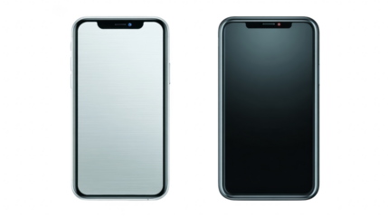 Modern smartphone with blank screen, metallic frame, and minimal design, isolated on transparency background, suitable for technology, communication, and mobile device concepts