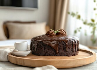 chocolate cake with nuts and chocolate