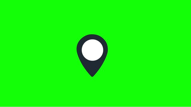 Simple Location Pin Icon on Bright Green Background.