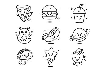 Obraz premium Ufo space food flying funny planet icon vector giggling whimsical tiny star