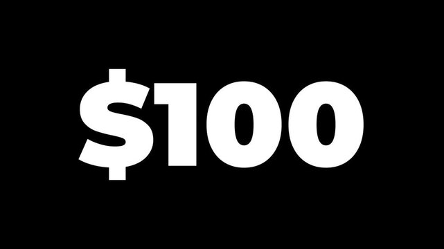 Dollar count 0 to 600 text icon animation.Numbers of dollar money currency counting text icon.