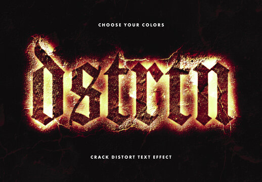 Crack Distort Text Effect Mockup