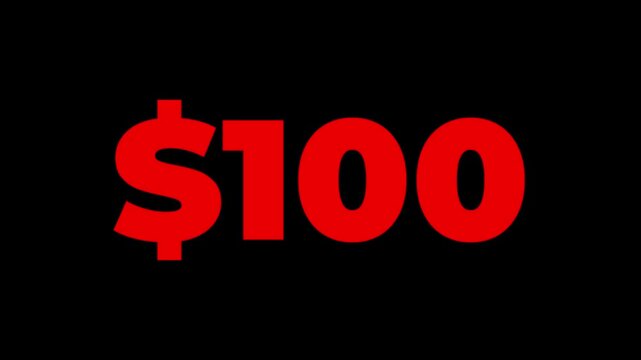 Dollar count 0 to 600 text icon animation.Numbers of dollar money currency counting text icon.
