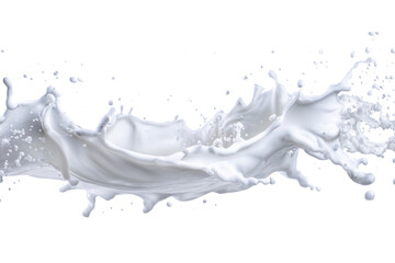 Dynamic milk splash isolated on transparent background , showcasing fluid motion and texture in high-quality detail