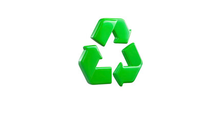 Obraz premium Green recycle symbol, three arrows forming triangle, representing sustainability, eco friendly practices, waste reduction, and environmental conservation, isolated on transparency background