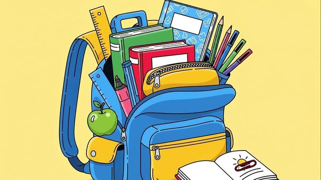 School Backpack Full of Supplies Ready for Education