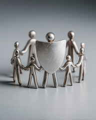 Multiple hands supporting a shield icon, symbolizing shared protection and teamwork