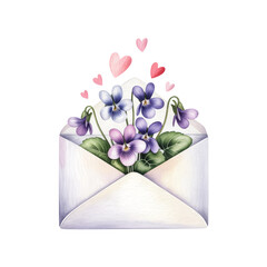 envelope with flowers and hearts