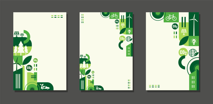 Green Sustainable City Landscape Illustration with Clean Energy and Environmental Concept