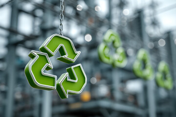 Renewable energy flow arrows icon symbolizing sustainable power cycle concept