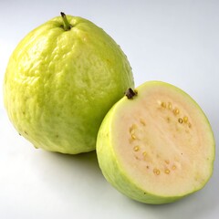 green guava on white background
