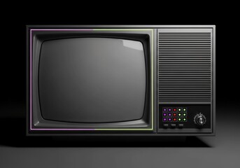 Retro Vintage Television with Neon Glow and Modern Minimalist Design