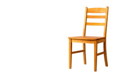Simple wooden chair furniture isolated representing minimal interior design seating concept home decor craftsmanship and household object on white background