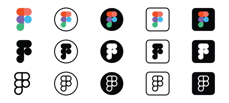 figma logo collection colorful f icon variations set for ui ux design and prototyping