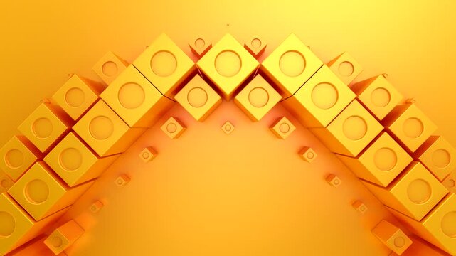 Cubes Form a Wave. Abstract motion, two color, 3d rendering, 4k resolution
