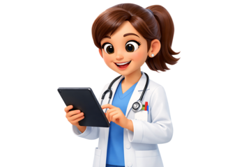 3D Illustration of Happy Medical Professional Woman with Digital Tablet for Telehealth and E Health