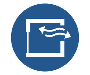 Ensure continuous ventilation sign illustration on transparent background.

