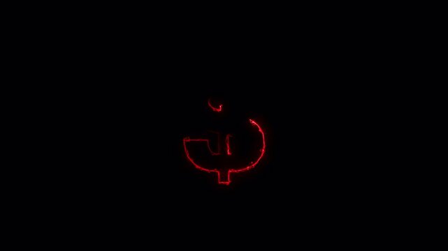 Dollar icon 4K video animation, glowing electric dollar sign, financial and wealth concept symbol on black background. Electro dollar icon.	
