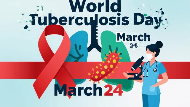 Illustration of Tuberculosis Awareness with Medical Professional and Lungs