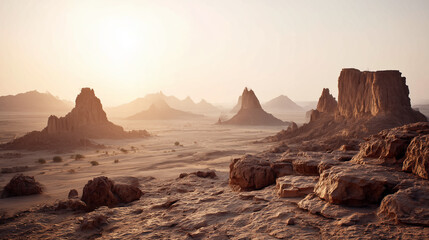 The natural landscape shrouded in clouds and mist