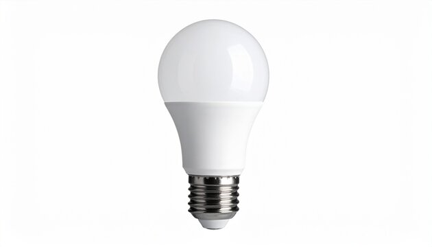 Single LED light bulb with frosted dome and metallic screw base, isolated on plain white background.