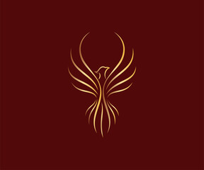 Elegant phoenix line art logo design