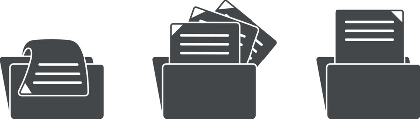 Document folders. Office paper in folders, files with valuable documents, sheets of paper, assets and finances, accounting reports, storage of digital and paper files.