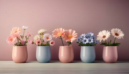Pastel Flowers In Minimalist Pots