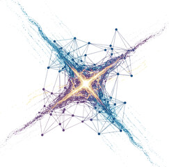 Isolated a kinds of deferent realistic Flow Particles. Big Data, Digital Neural Network, Ai Concept 3d illustration vector art with white background.