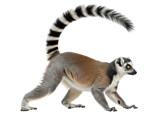 Obraz premium Ring-tailed lemur walking on transparent background isolated on transparent background