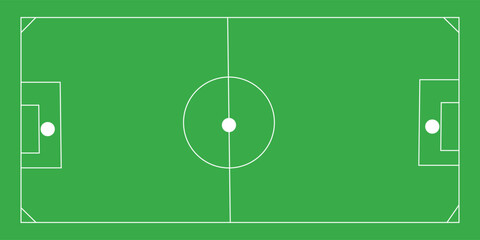 Football fields top view. Soccer grass fields with chalk lines. Green grass field background. Vector Football - Soccer Field. Scheme and marking of the football field, soccer field.