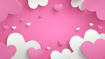 Pink heart-shaped filled background with a soft color palette, flat vector illustration, suitable for Valentine's Day theme concept.