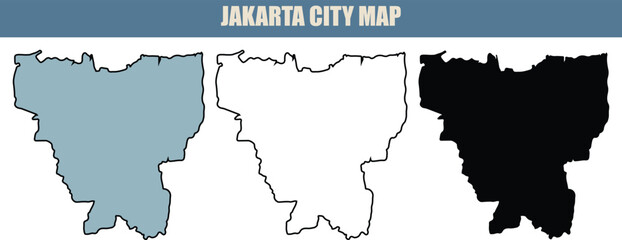 Obraz premium Jakarta city map illustration with three different colored outlines