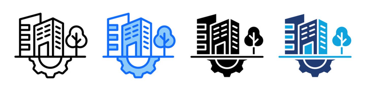 Urban Development Icon Set Multi Style Vector Illustration