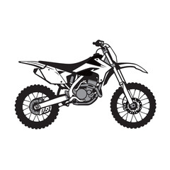 Fototapeta premium Dirt Bike Silhouette Illustration - Off-Road Motocross Motorcycle Icon Isolated on White Background