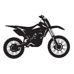 Fototapeta premium Dirt Bike Silhouette Illustration - Off-Road Motocross Motorcycle Icon Isolated on White Background