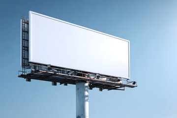 Obraz premium Large blank billboard stands tall against clear blue sky during daylight hours in an urban area