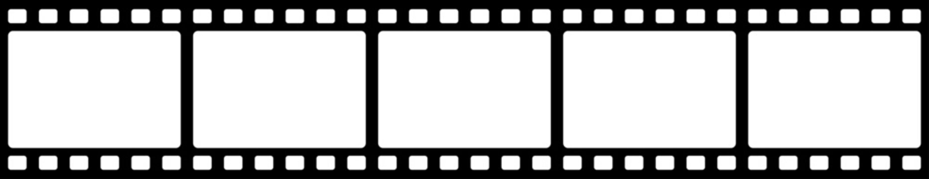 Film Strip Frame Vector with Empty Movie Frames
black and white Cinema movie Reel Border on Transparent Background PNG